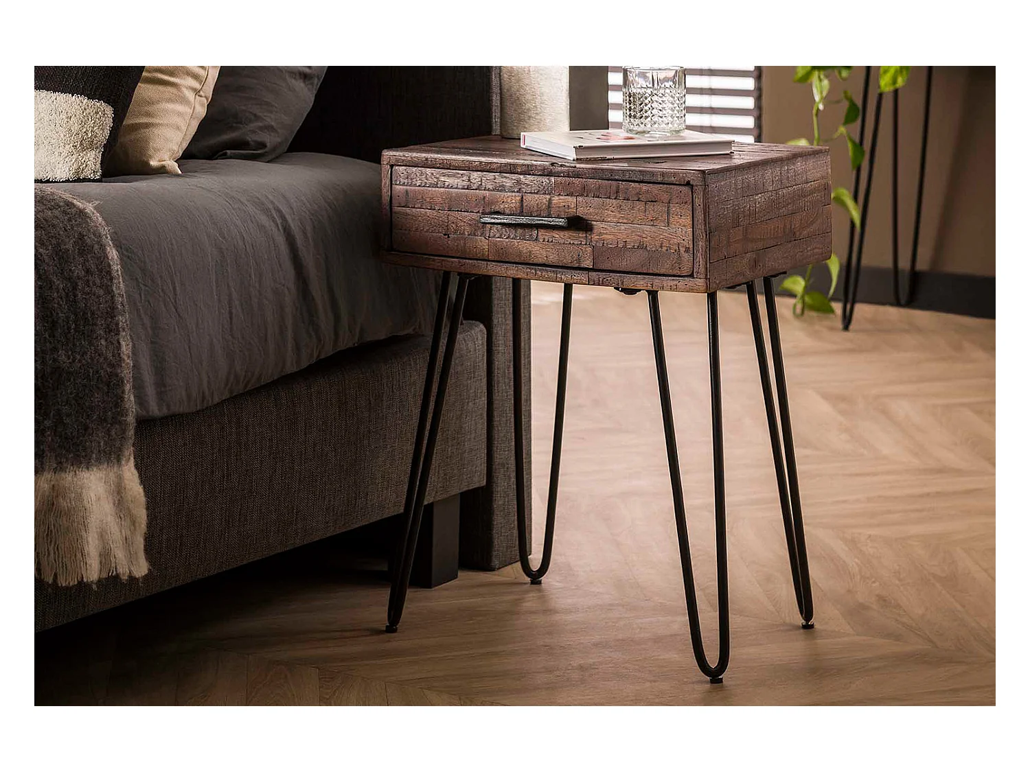 Table de nuit - Gris Bois - 45 x 35 cm - MESA