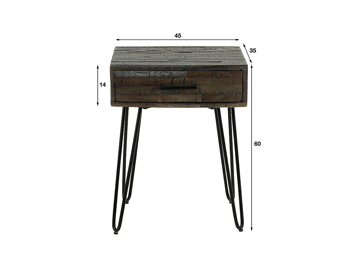 Table de nuit - Gris Bois - 45 x 35 cm - MESA