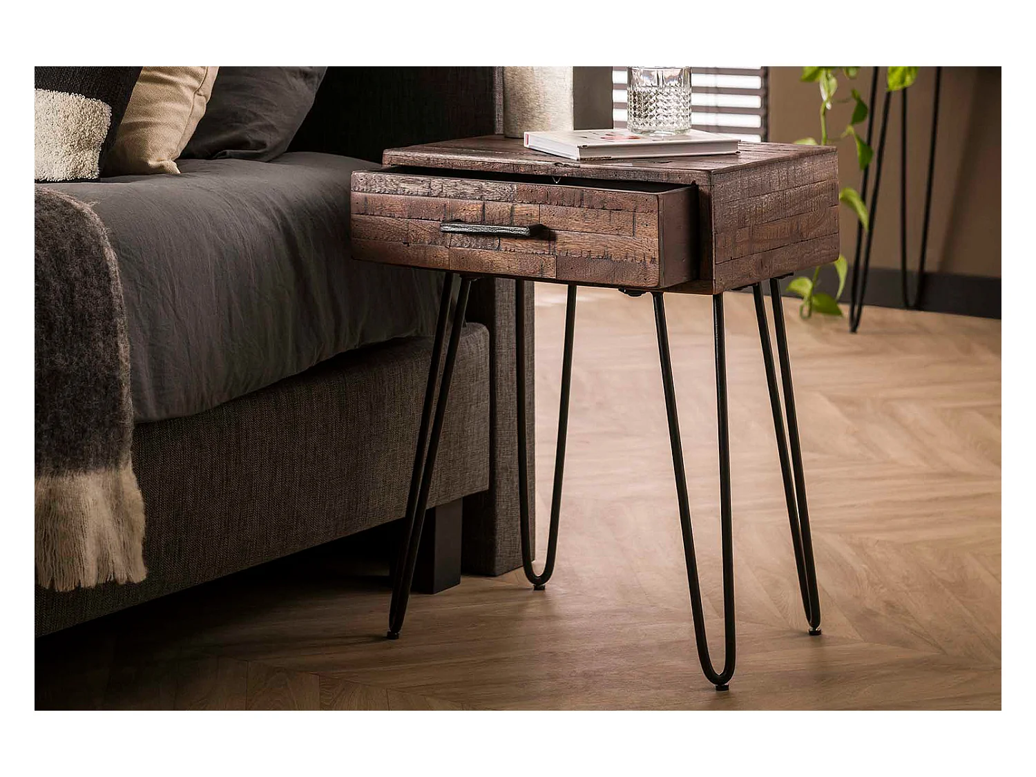 Table de nuit - Gris Bois - 45 x 35 cm - MESA