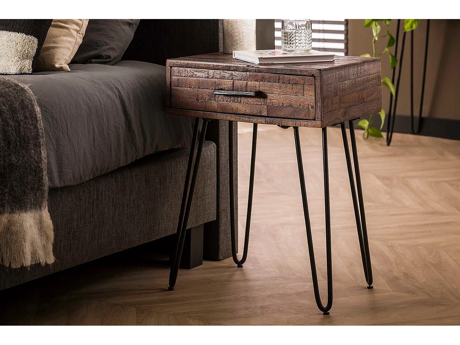 Table de nuit - Gris Bois - 35 x 45 cm - MESA