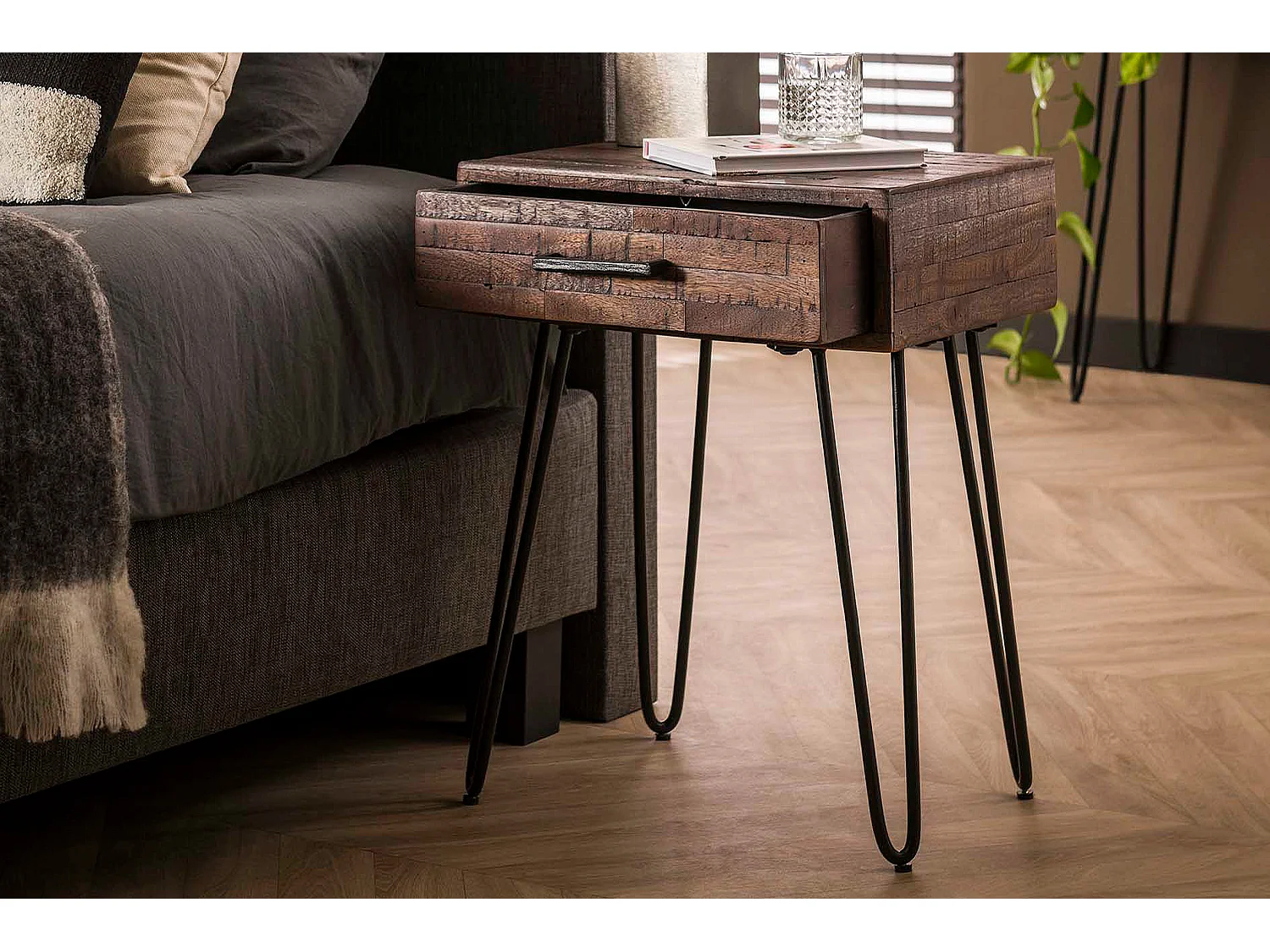 Table de nuit - Gris Bois - 35 x 45 cm - MESA