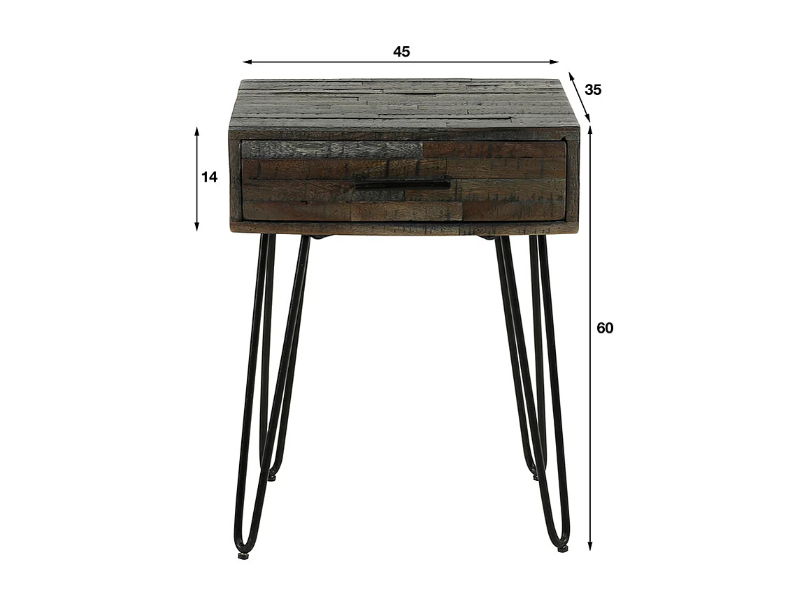 Table de nuit - Gris Bois - 35 x 45 cm - MESA