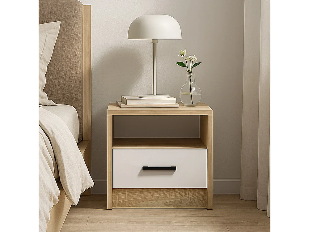 Comodino con cassetto 40x35 cm in rovere grigio antracite CGA8