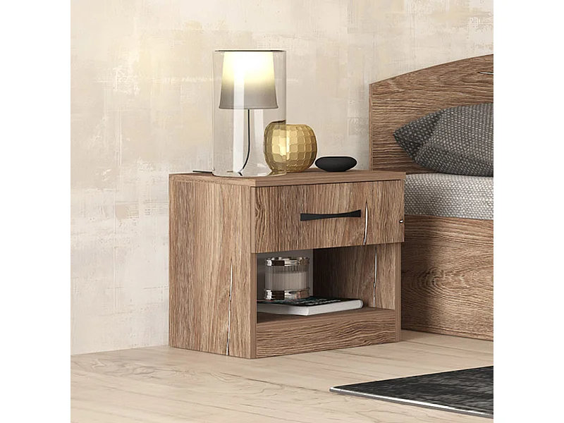 Comodino moderno con cassetto e vano a giorno 40x40 cm marrone CGA1