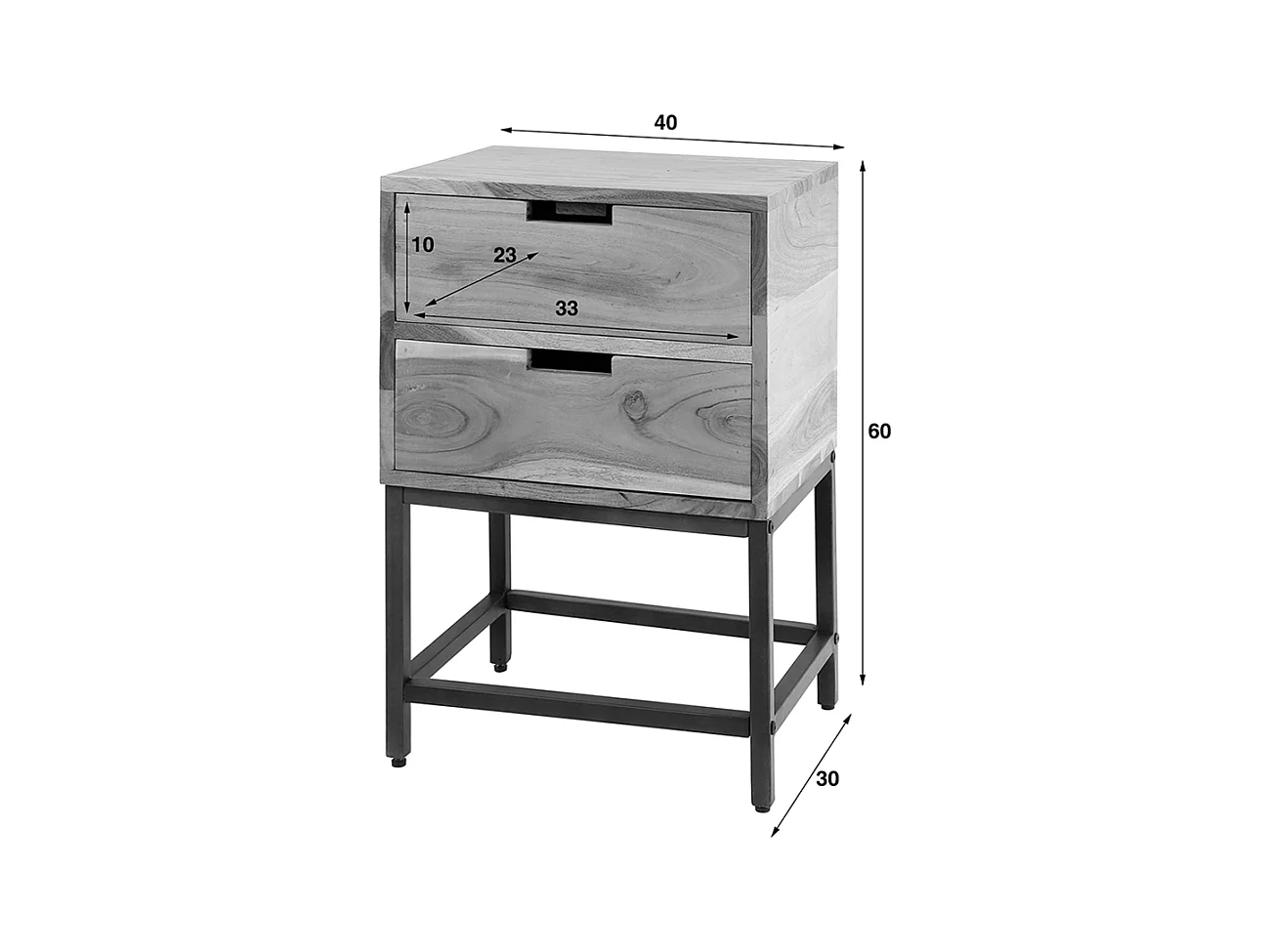 Table de nuit - Bois Bois - 30 x 40 cm - FATY
