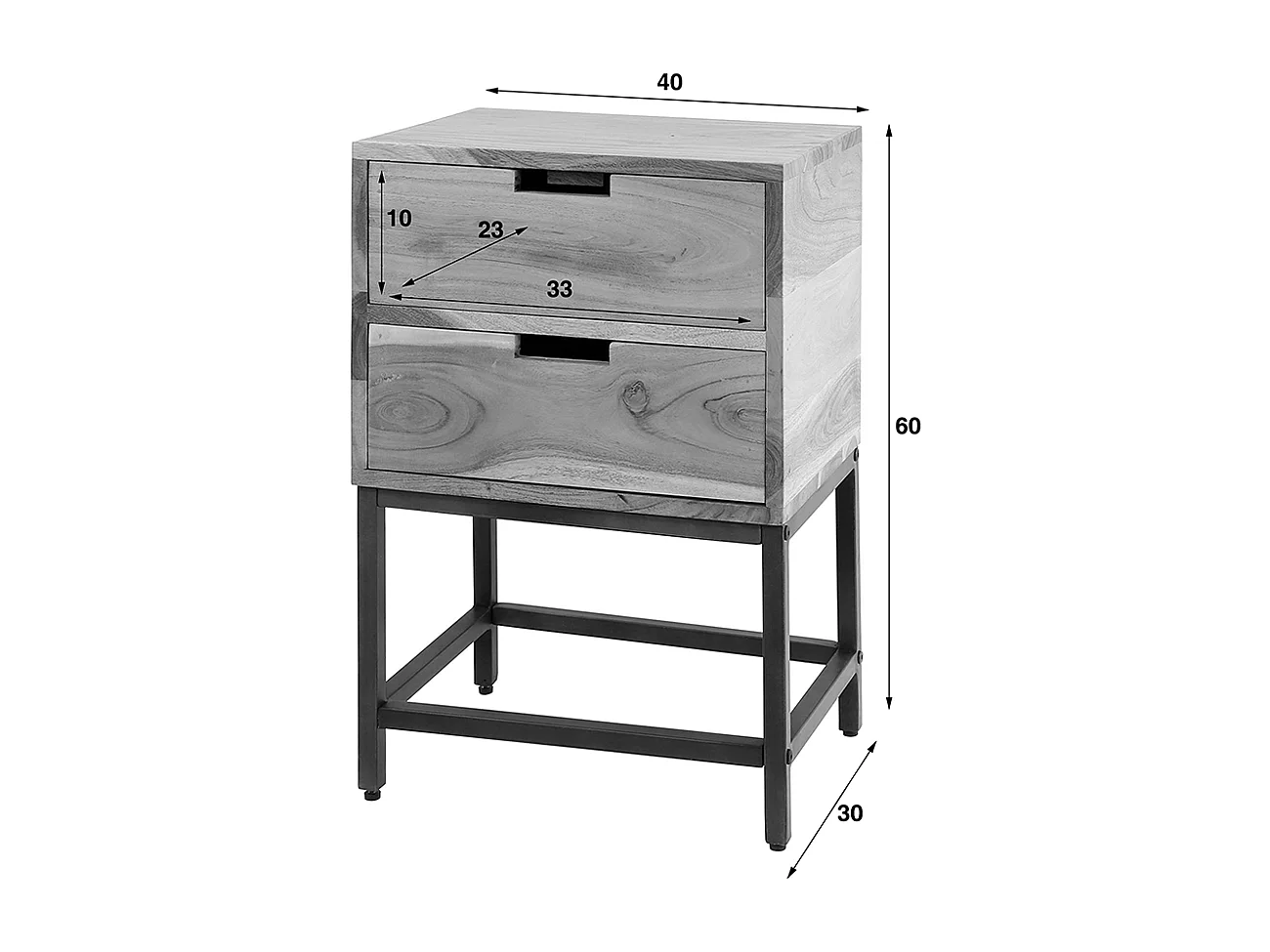 Comodino - Legno Legno - 30 x 40 cm - FATY