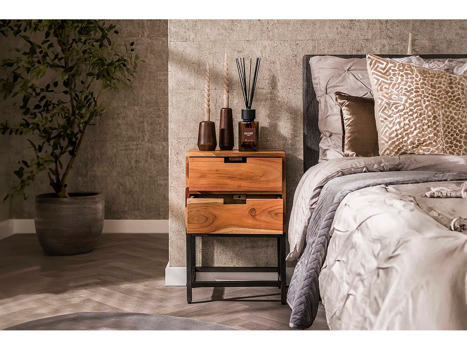 Comodino - Legno Legno - 30 x 40 cm - FATY