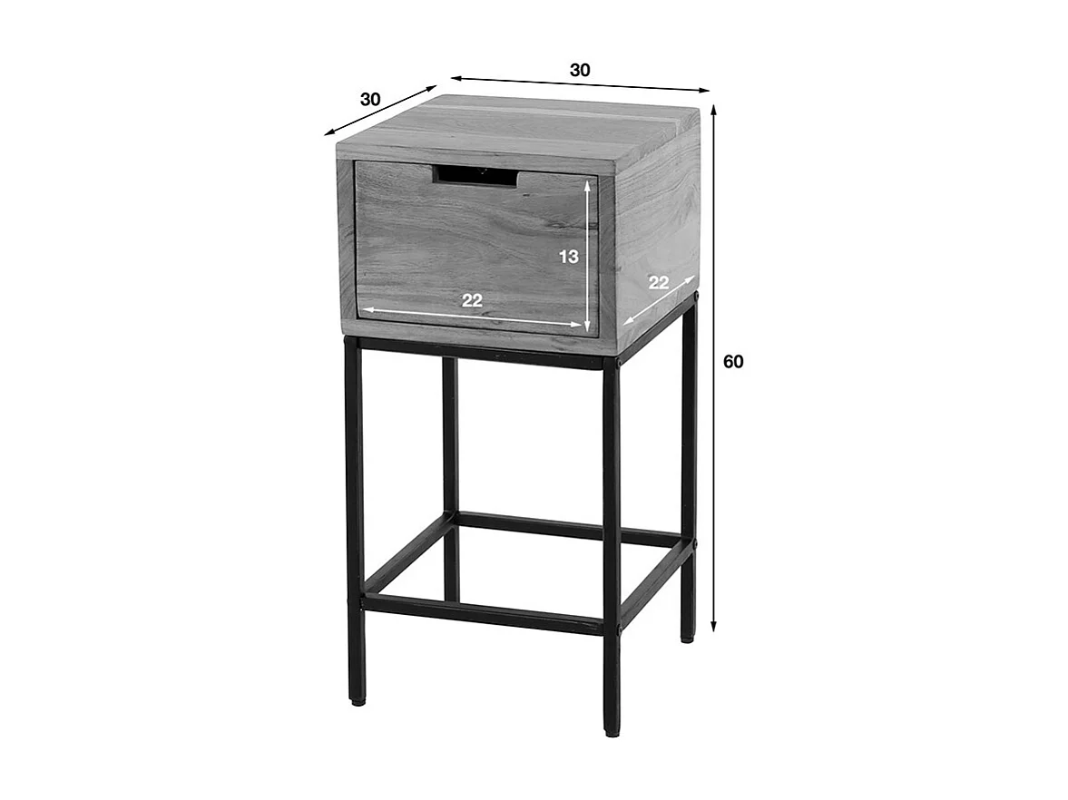 Table de nuit - Bois Bois - 30 x 30 cm - FATY