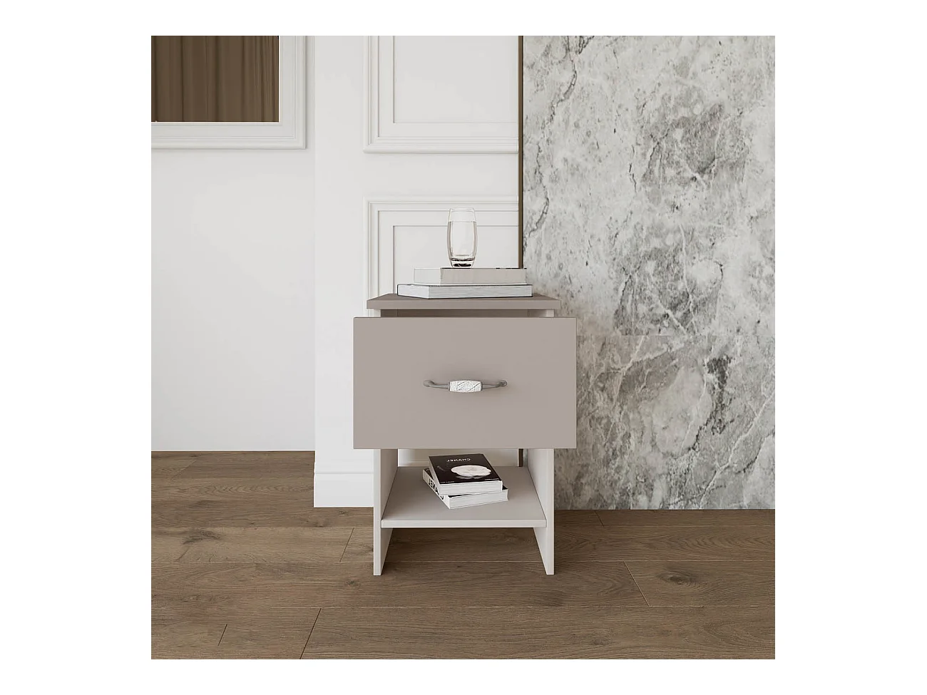 Coppia di comodini beige in stile classico 40x58 cm CMI1