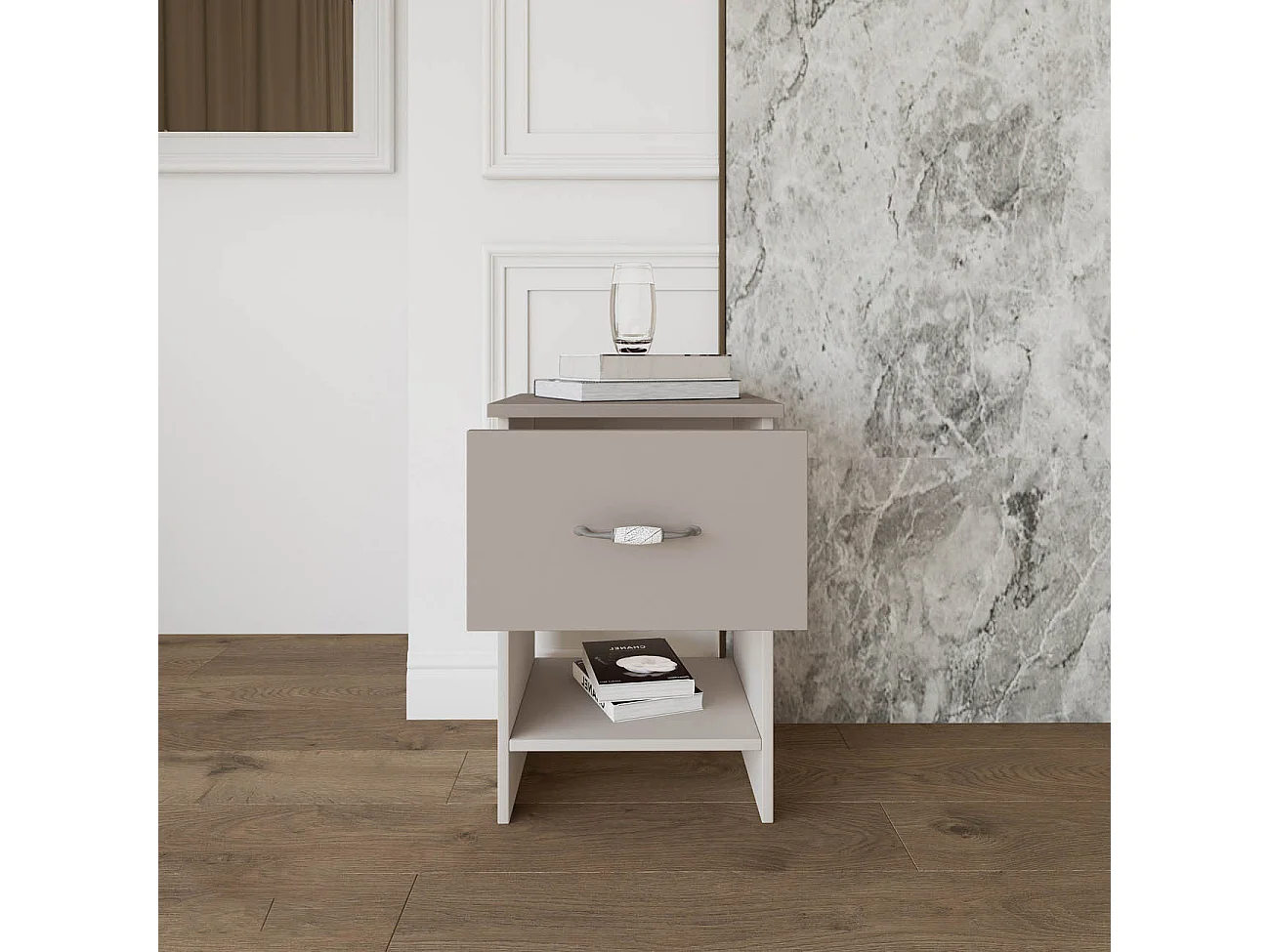 Coppia di comodini beige in stile classico 40x58 cm CMI1