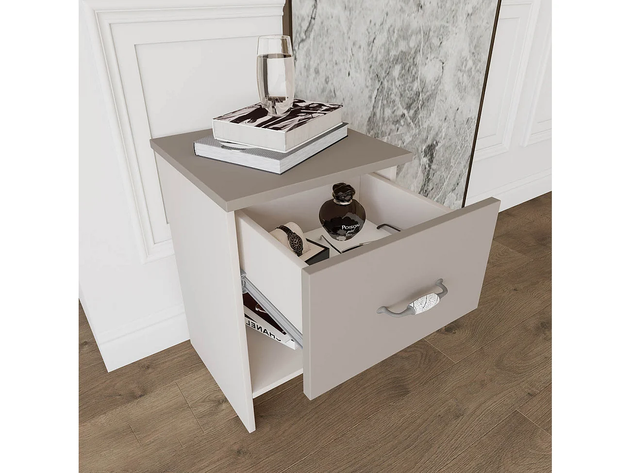 Coppia di comodini beige in stile classico 40x58 cm CMI1