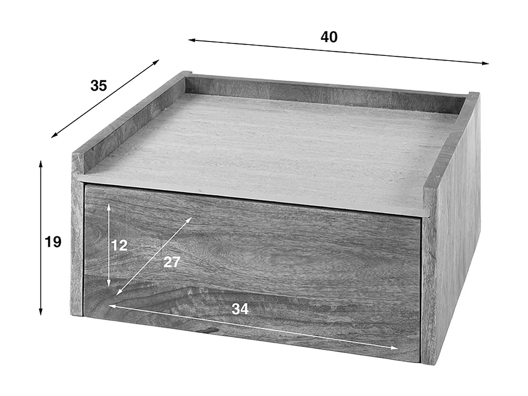 Mesilla de noche - Madera Madera - 35 x 40 cm - NORYN