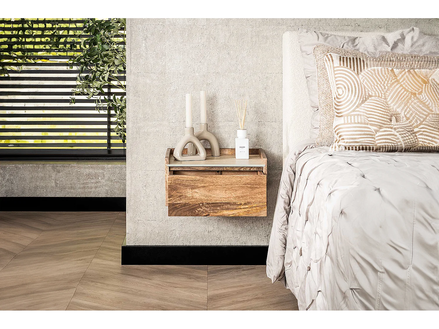 Mesilla de noche - Madera Madera - 35 x 40 cm - NORYN