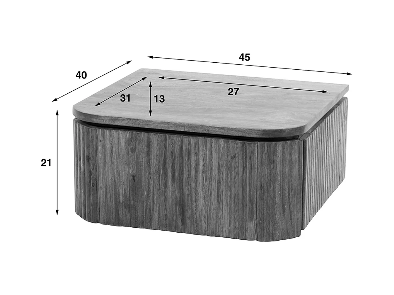 Table de nuit - Bois Bois - 40 x 45 cm - HEVE