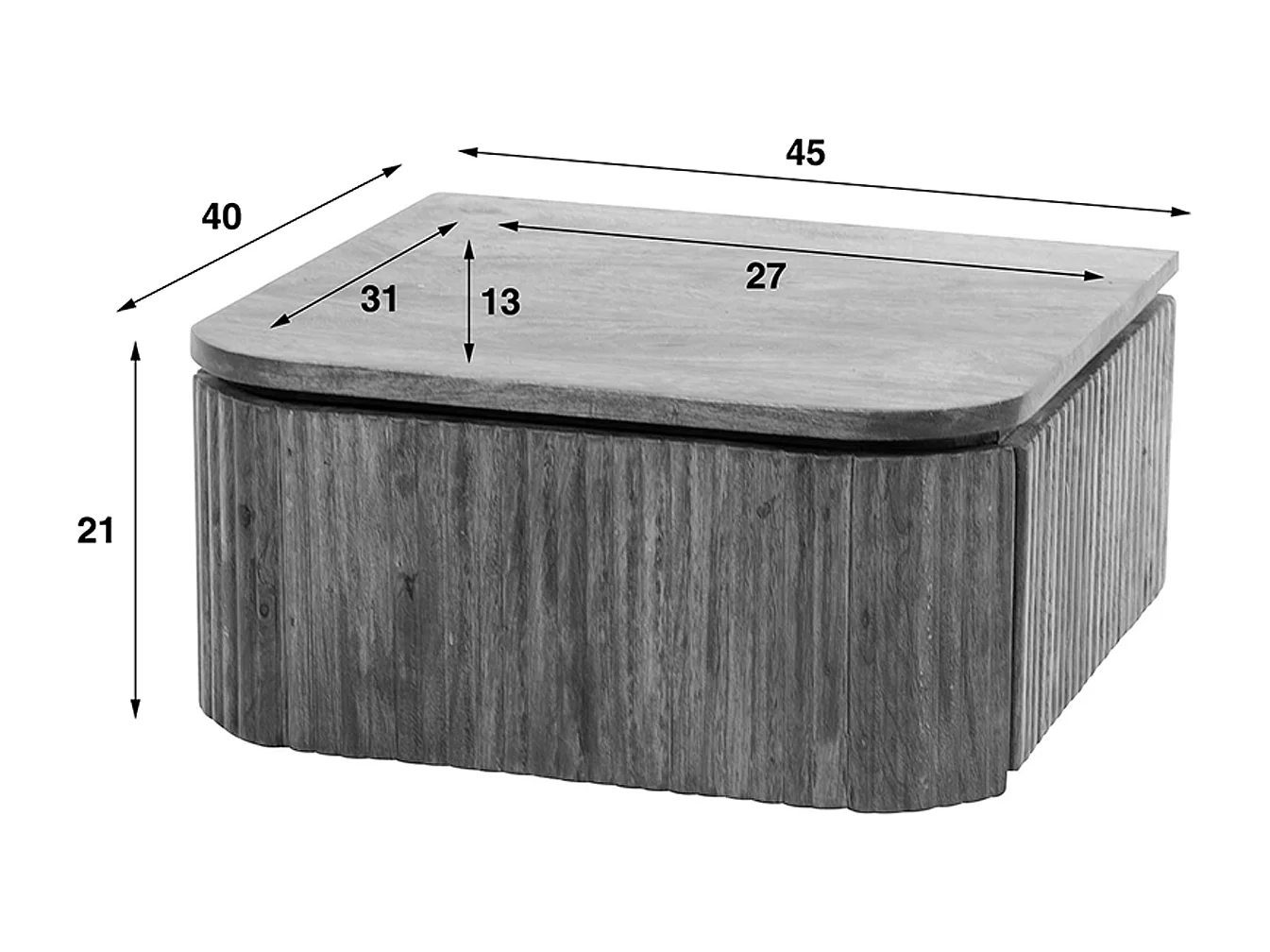 Mesilla de noche - Madera Madera - 40 x 45 cm - HEVE