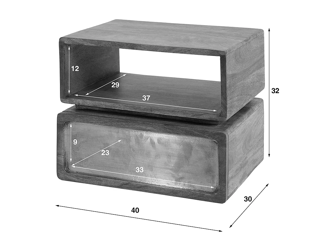 Mesilla de noche - Madera Madera - 30 x 40 cm - BRASY