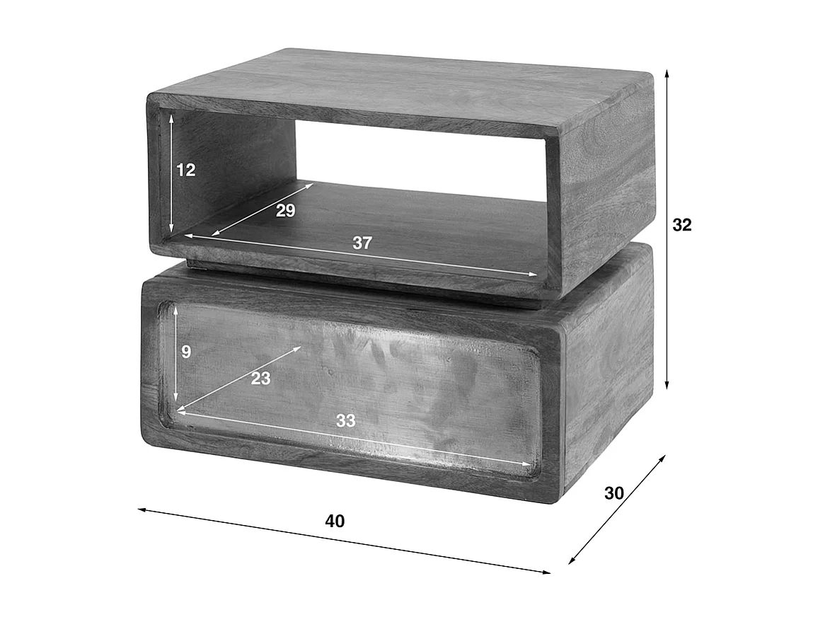 Comodino - Legno Legno - 30 x 40 cm - BRASY