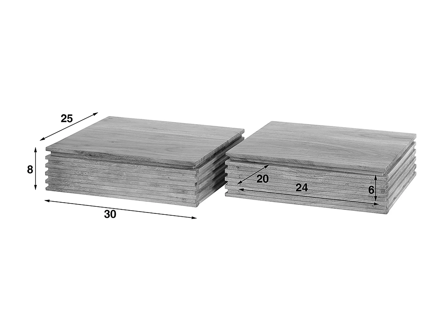 Set Nachttisch - Holz Holz - 25 x 30 cm - FIRU