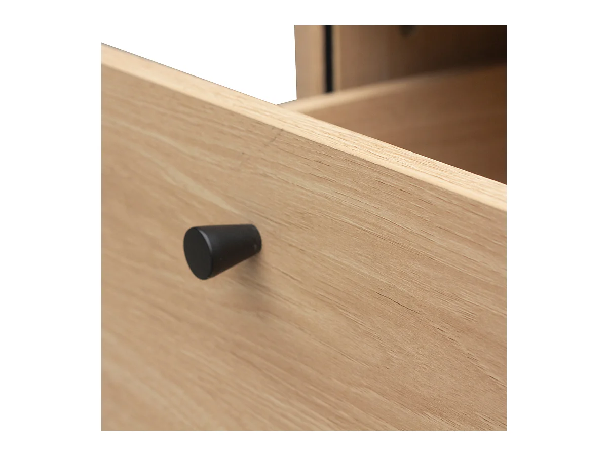 Table de chevet 2 tiroirs avec côtés effet rainuré H55 cm - MALAGA