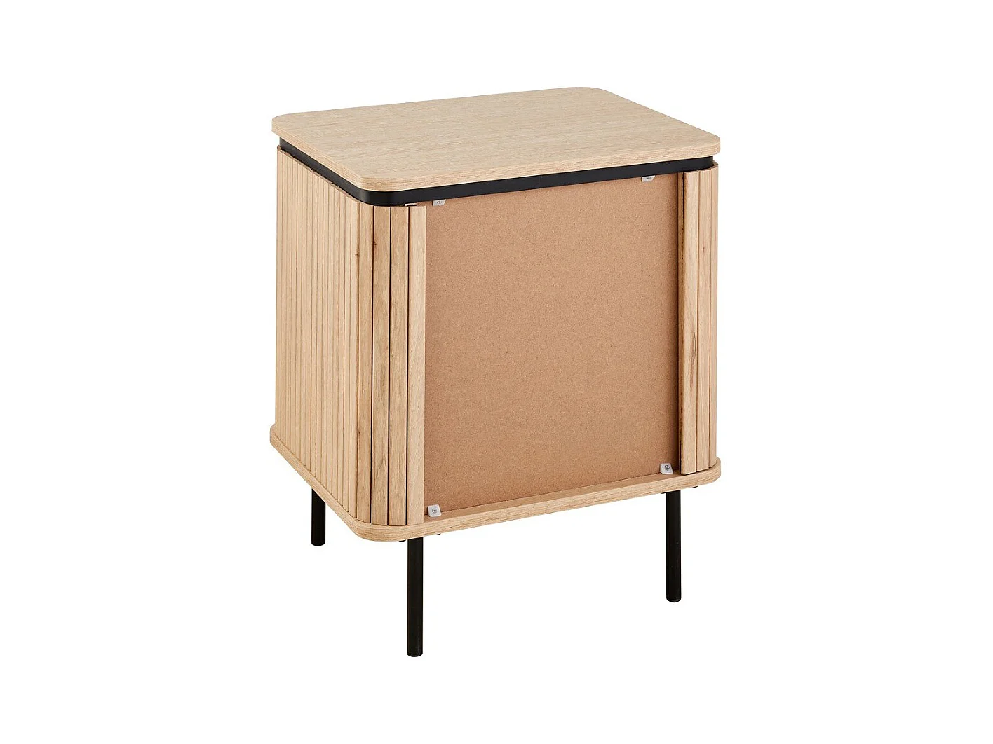 Table de chevet 2 tiroirs avec côtés effet rainuré H55 cm - MALAGA