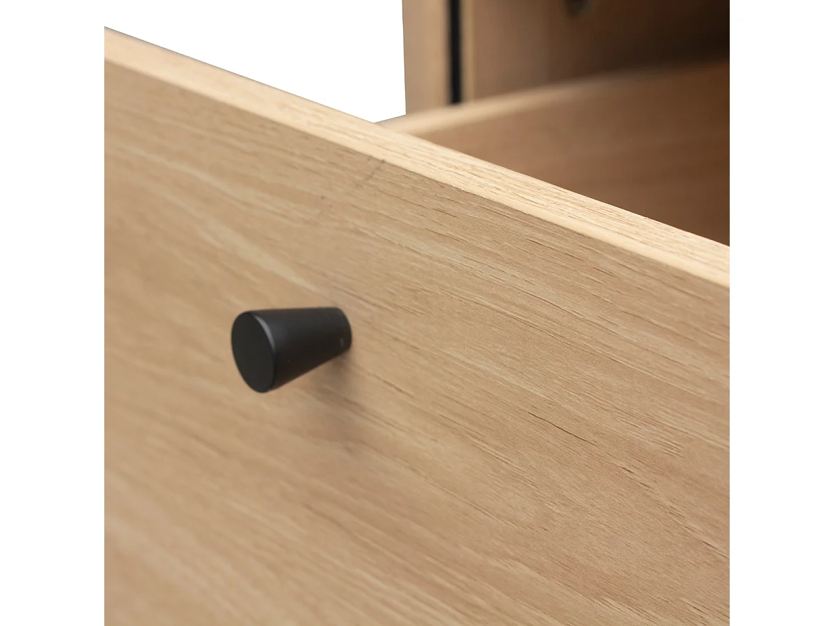 Table de chevet 2 tiroirs avec côtés effet rainuré H55 cm - MALAGA