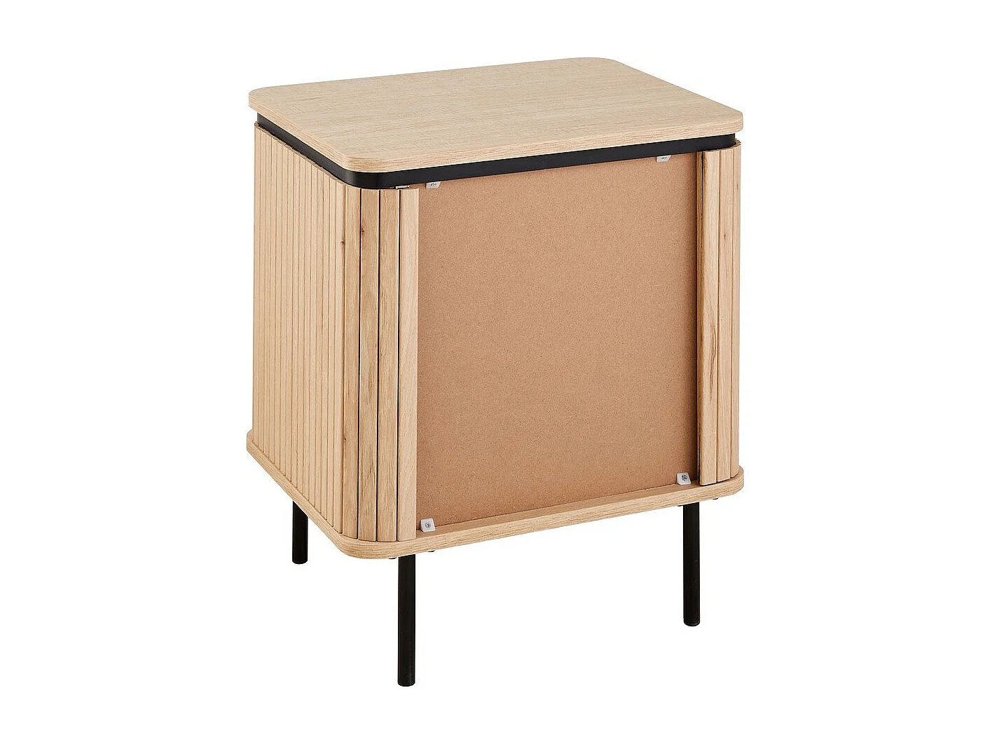 Table de chevet 2 tiroirs avec côtés effet rainuré H55 cm - MALAGA