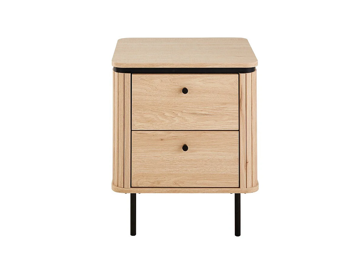 2-szufladowa szafka nocna z rowkowanymi bokami H55 cm - MALAGA