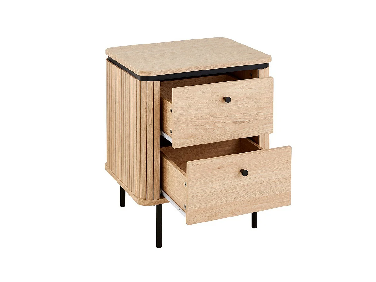 2-szufladowa szafka nocna z rowkowanymi bokami H55 cm - MALAGA