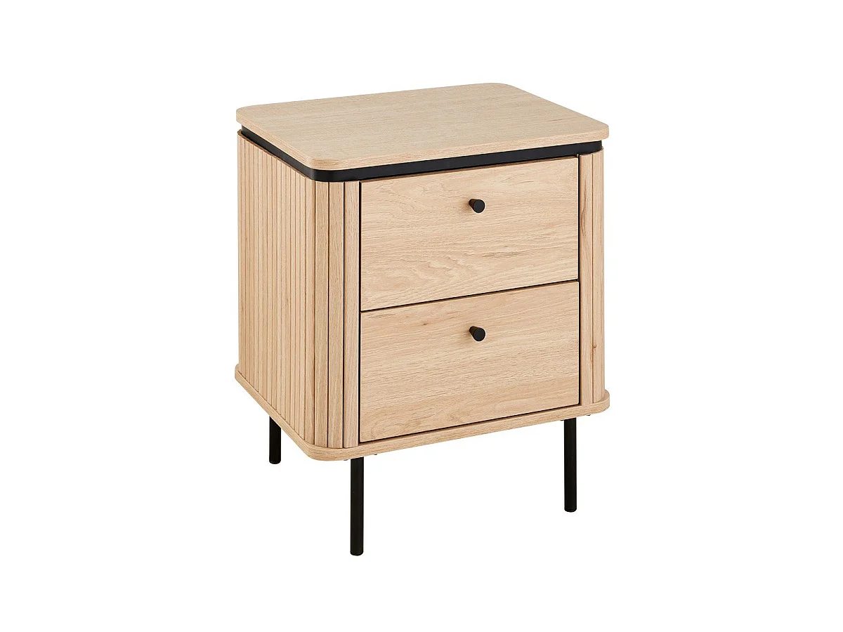 2-szufladowa szafka nocna z rowkowanymi bokami H55 cm - MALAGA