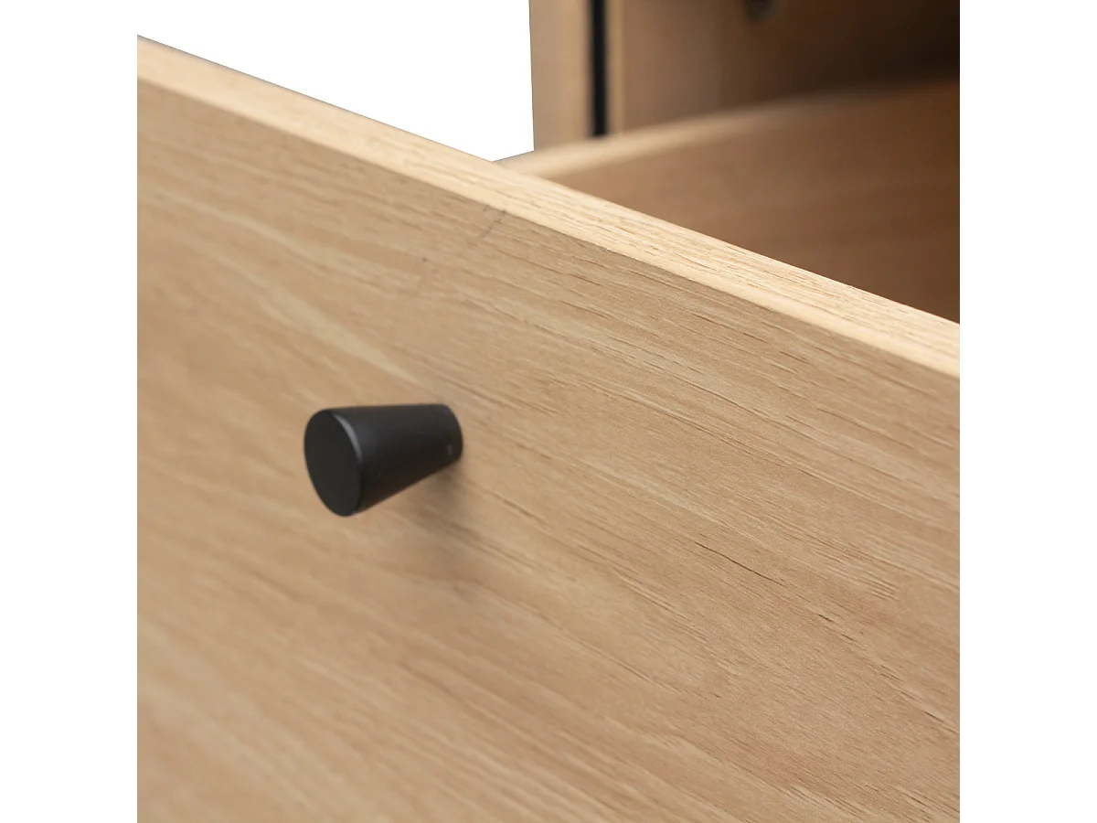 Table de chevet 2 tiroirs avec côtés effet rainuré H55 cm - MALAGA