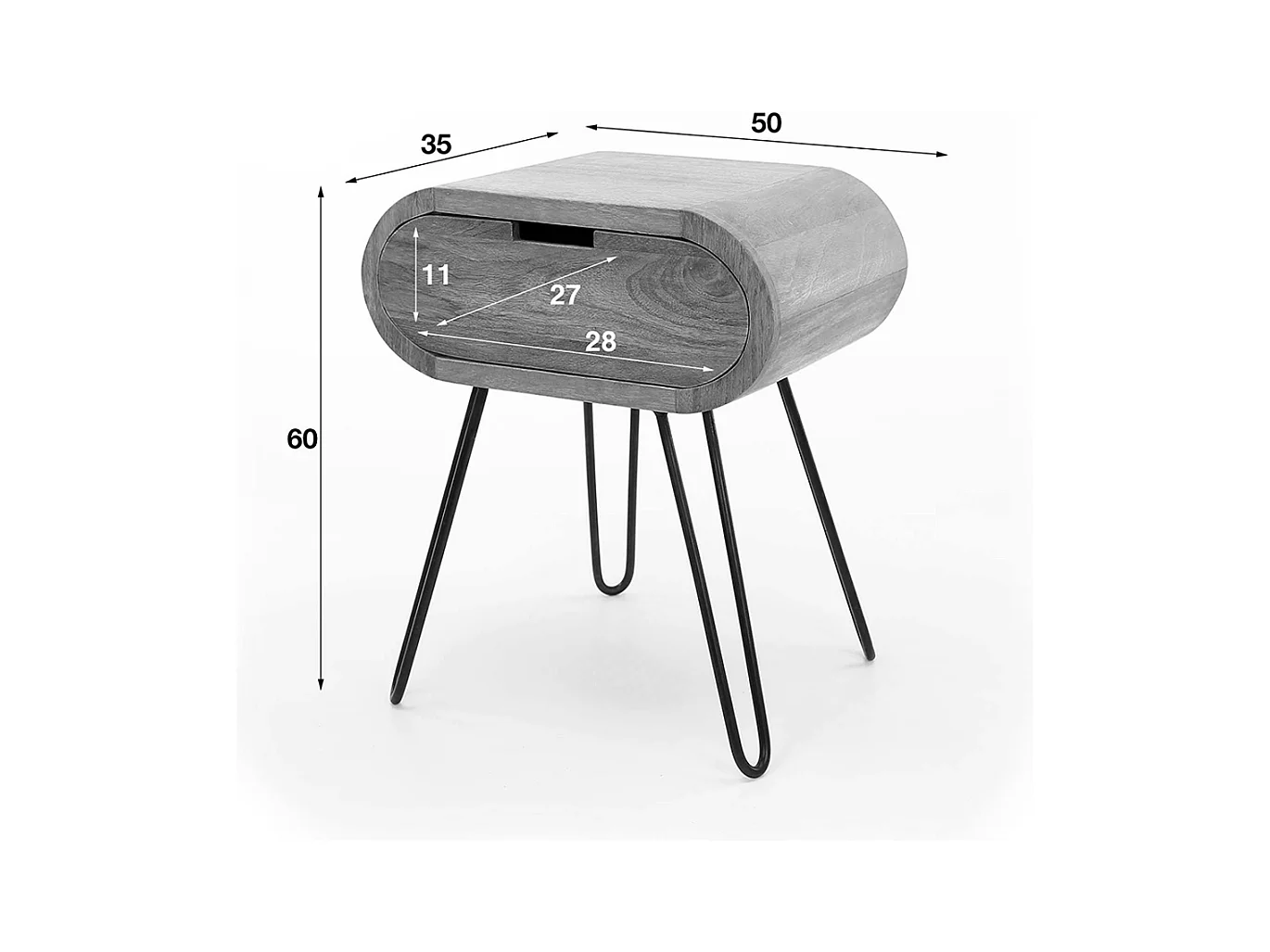 Table de nuit - Bois Bois - 35 x 50 cm - BAEL