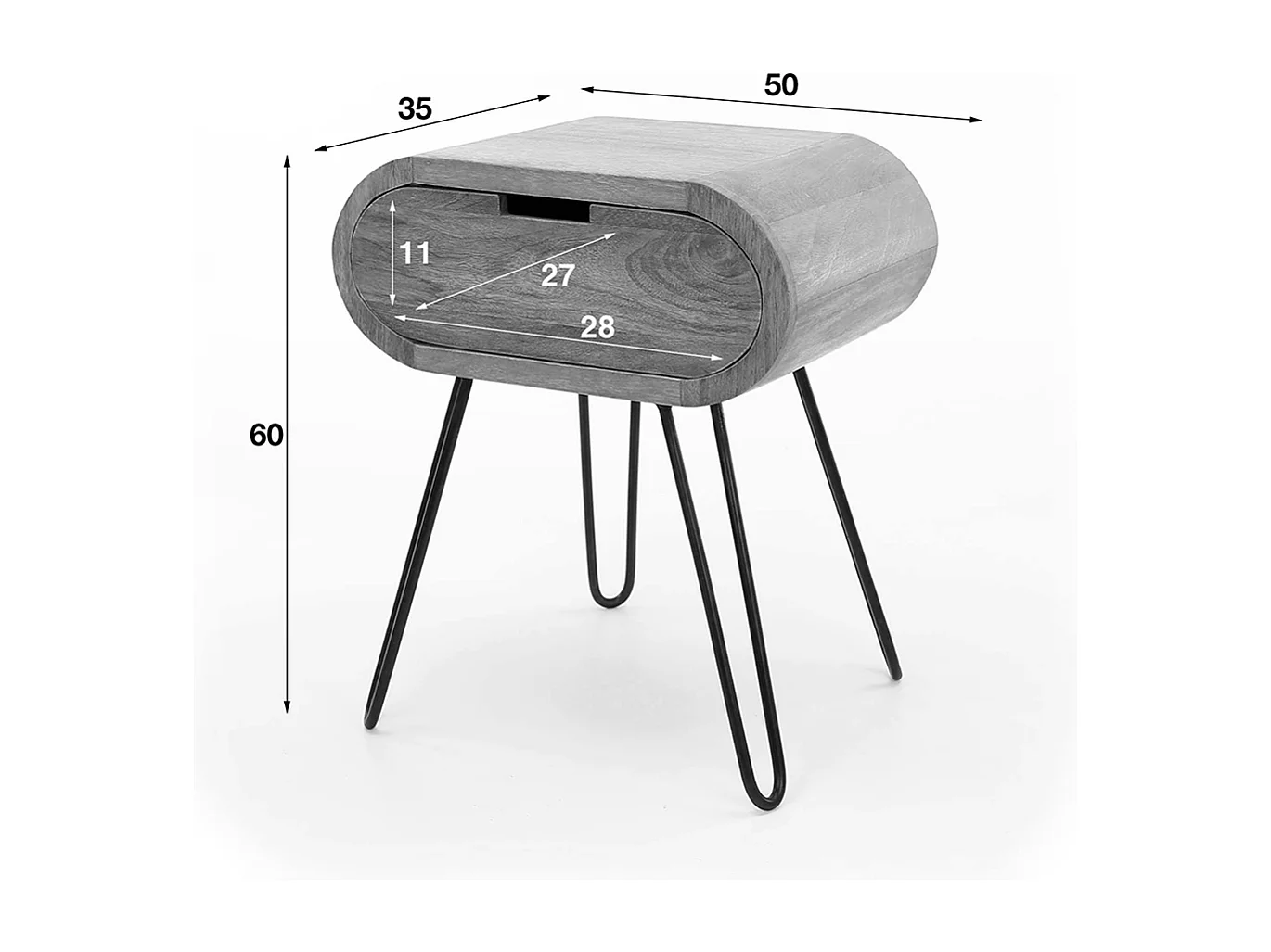 Comodino - Legno Legno - 35 x 50 cm - BAEL