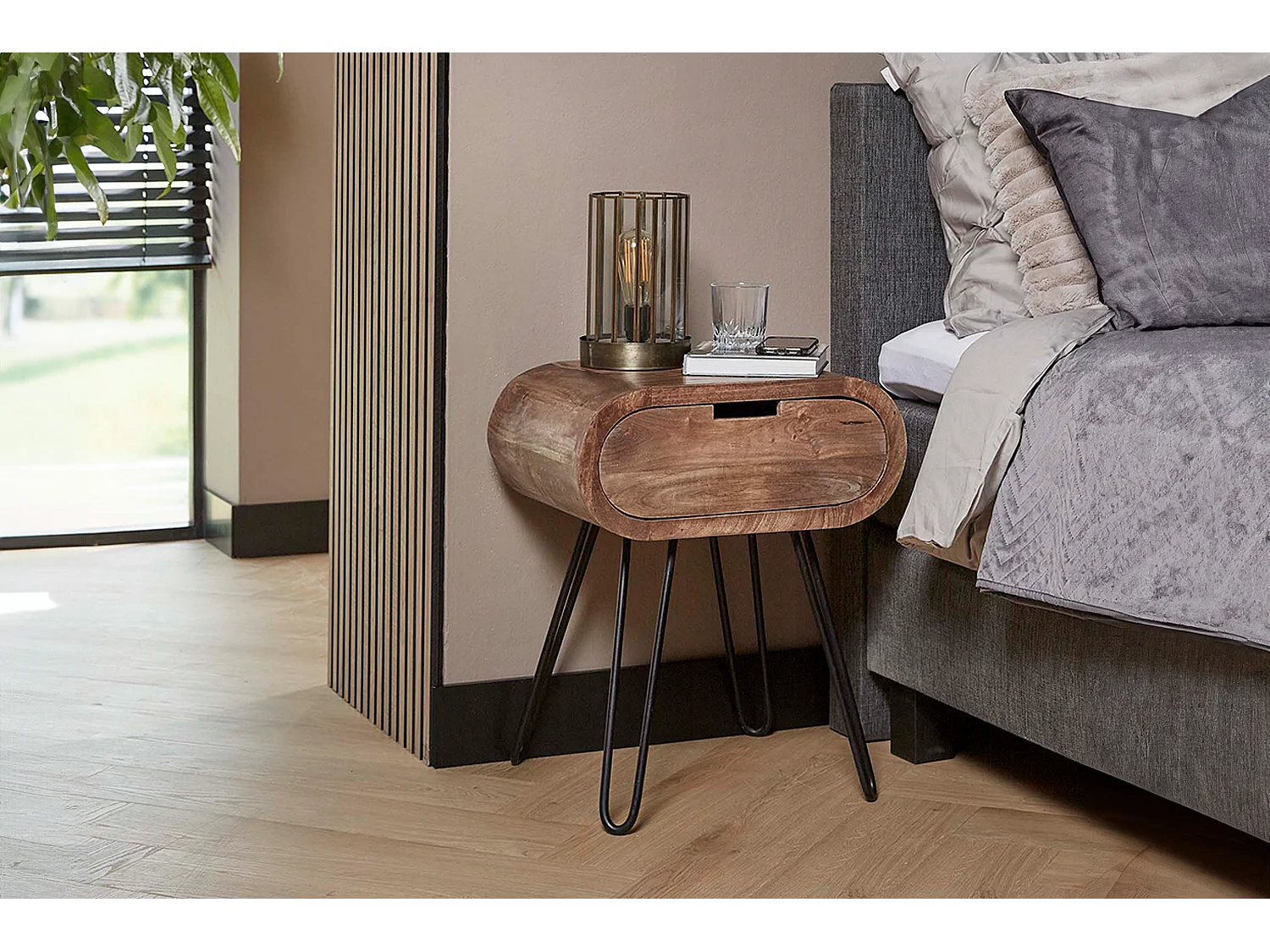 Mesilla de noche - Madera Madera - 35 x 50 cm - BAEL