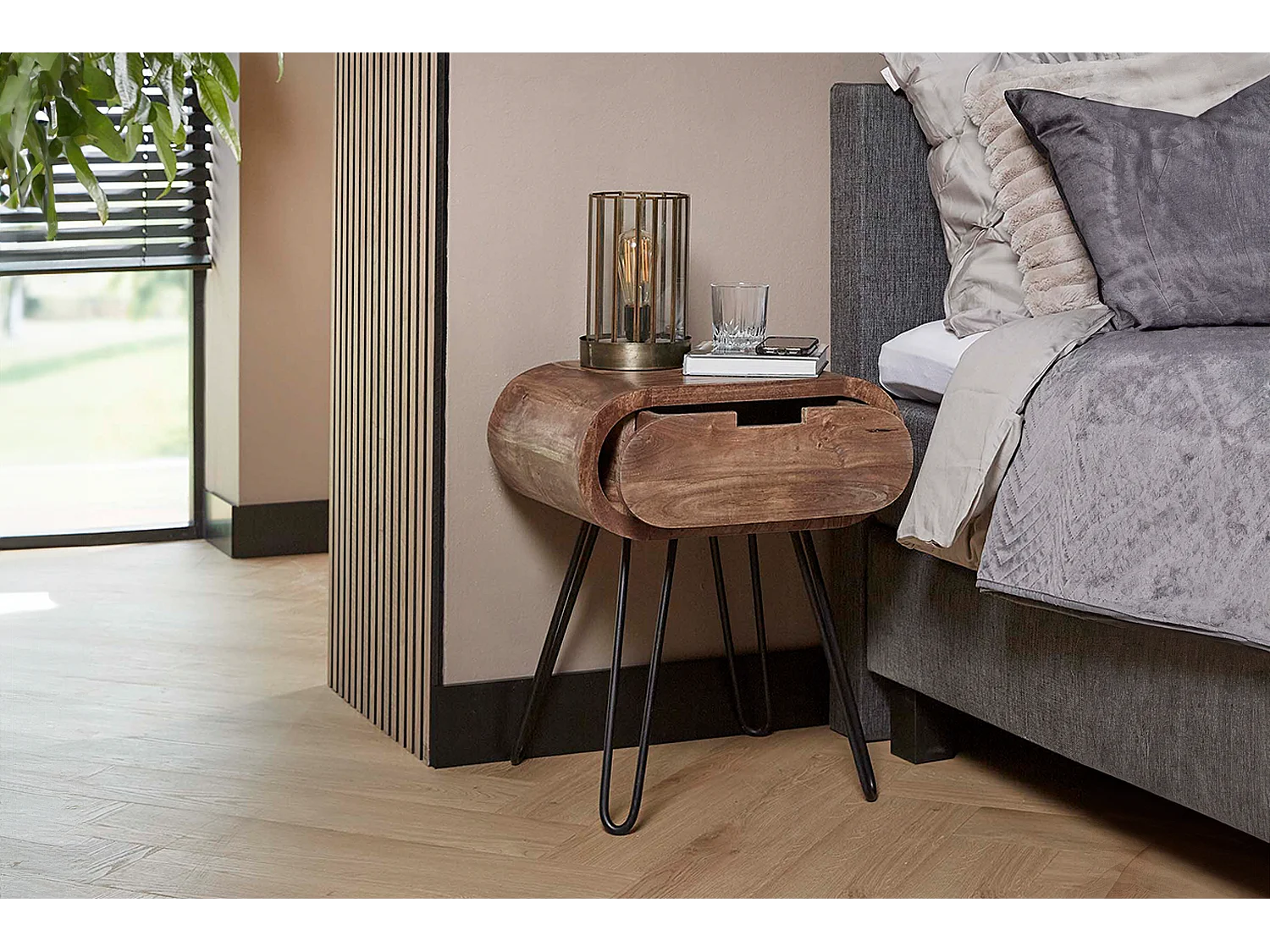 Mesilla de noche - Madera Madera - 35 x 50 cm - BAEL