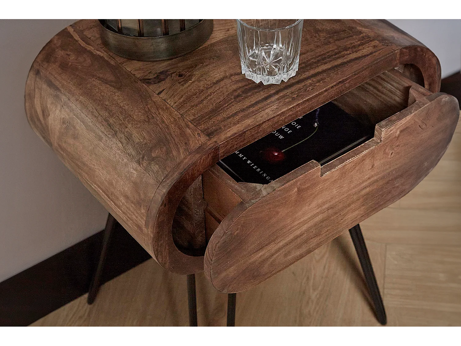 Mesilla de noche - Madera Madera - 35 x 50 cm - BAEL