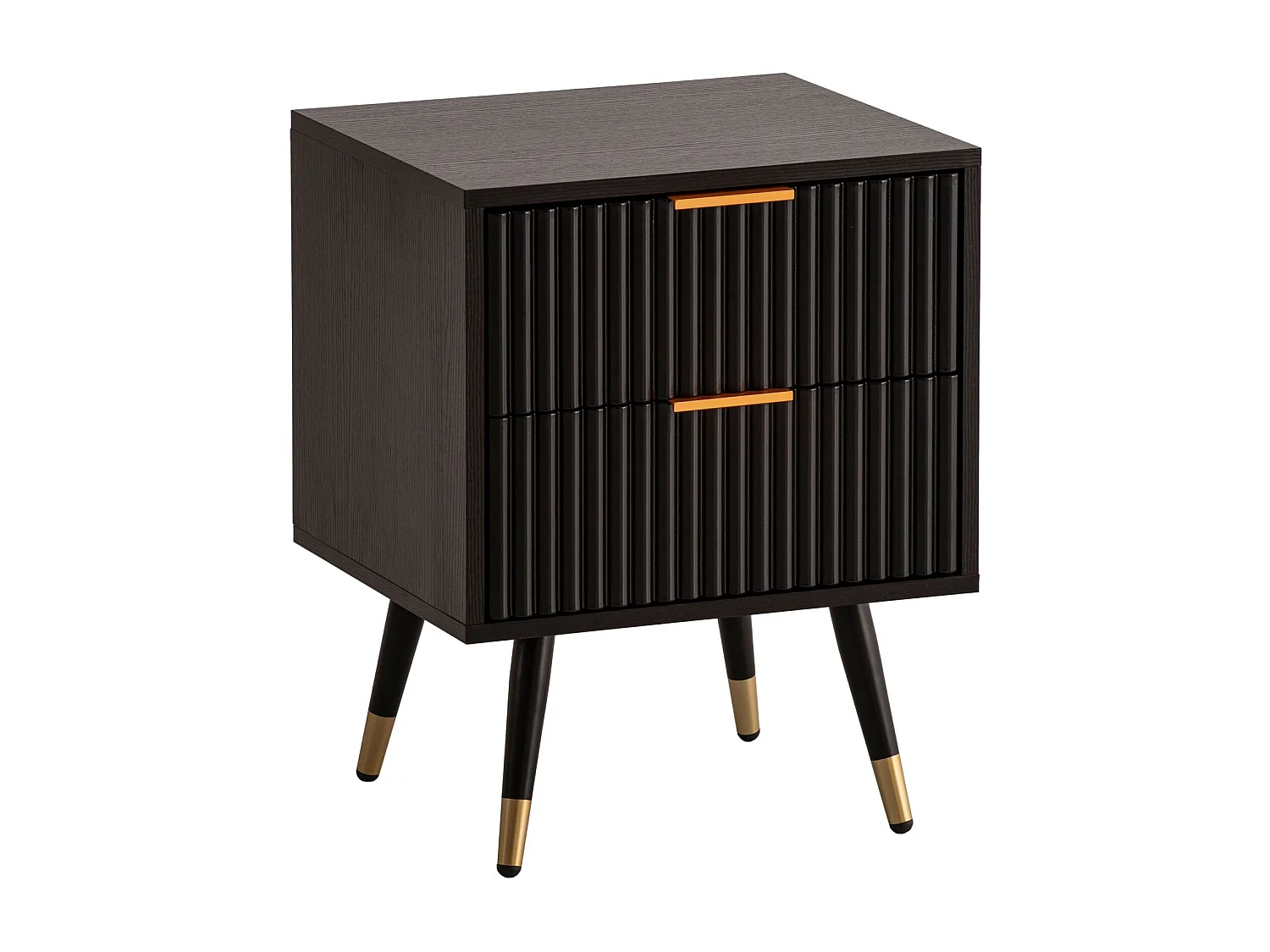 Nachtkonsole Schwarz mit Eiche-Dekor 43,5x39x56 cm Nachttisch Modern, Nachtkommode Boxspringbett