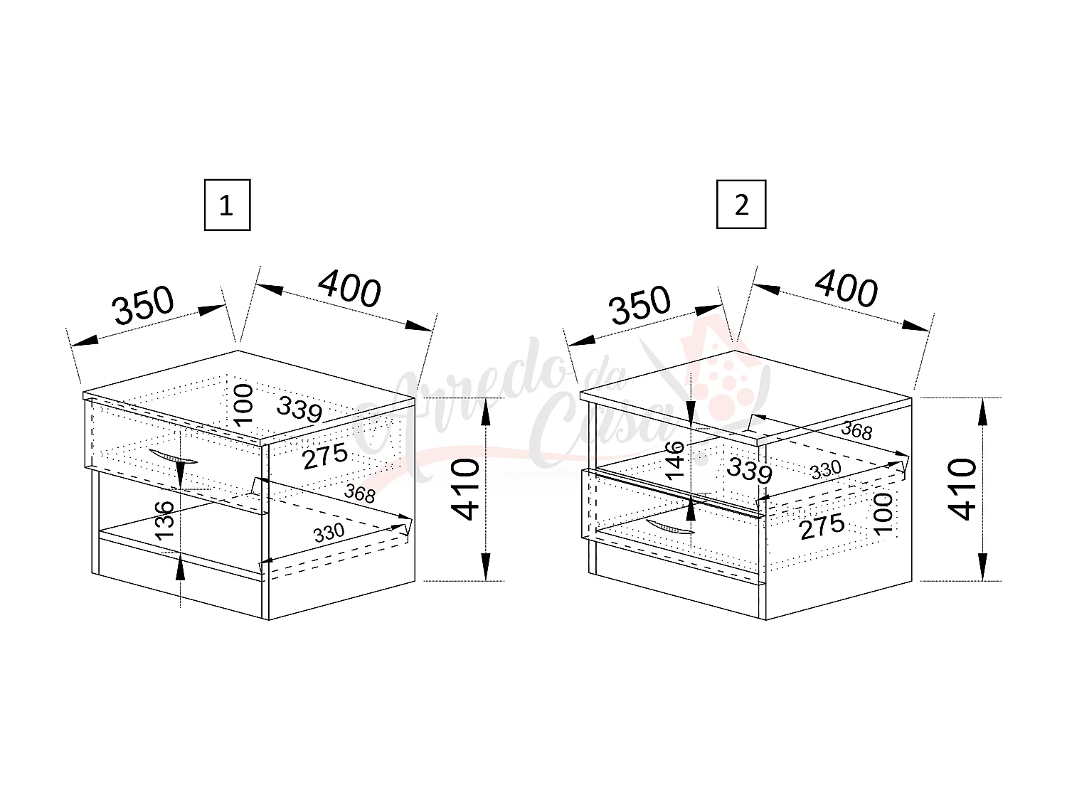 Comodino con cassetto versatile design moderno CI3007 noce