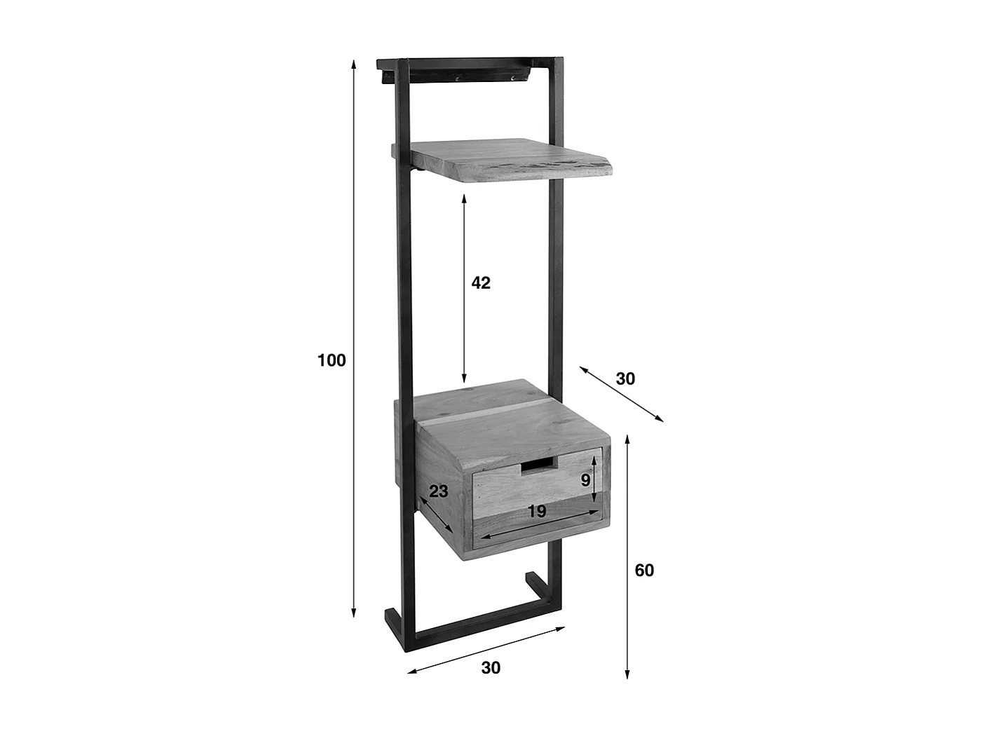 Comodino - Legno Legno - 30 x 30 cm - AIDY
