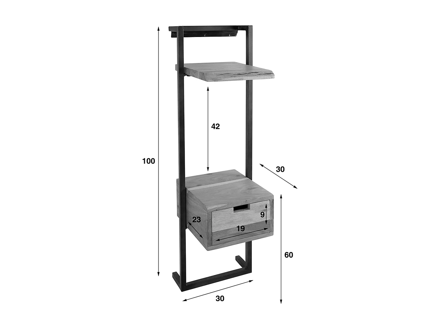 Mesilla de noche - Madera Madera - 30 x 30 cm - AIDY