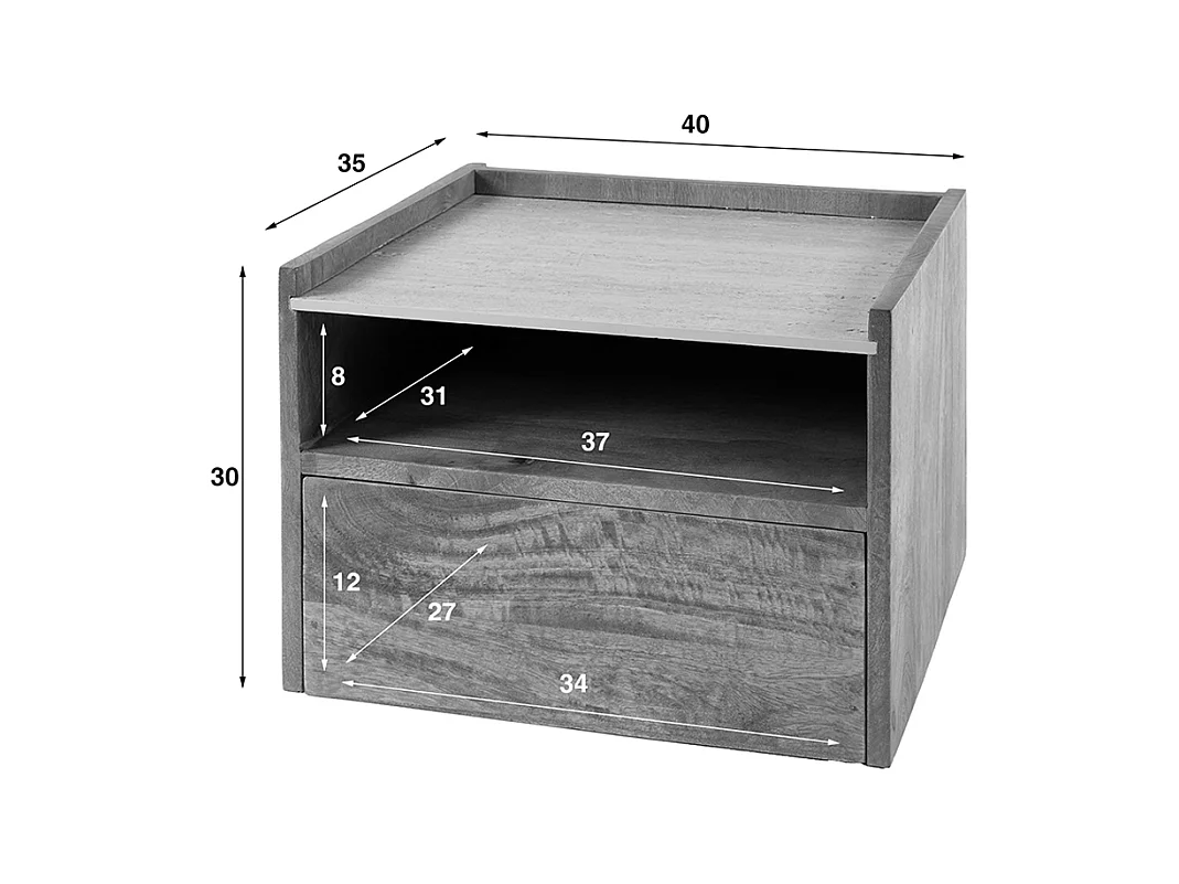 Table de nuit - Bois Bois - 35 x 40 cm - NORYN