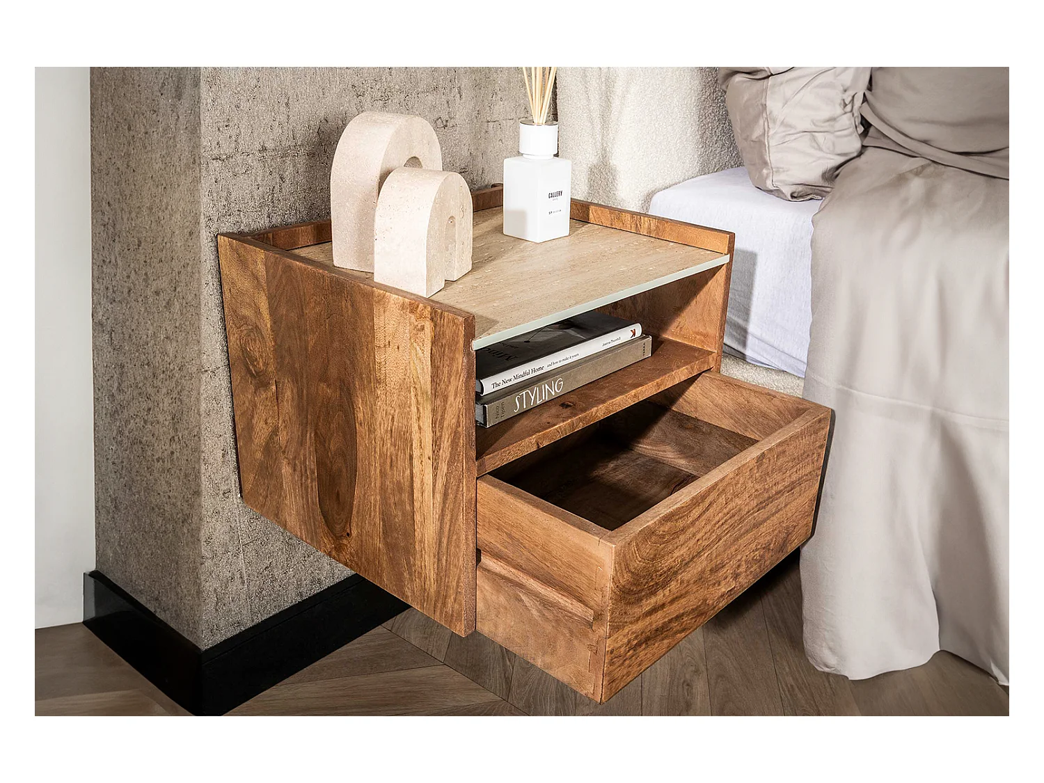 Table de nuit - Bois Bois - 35 x 40 cm - NORYN