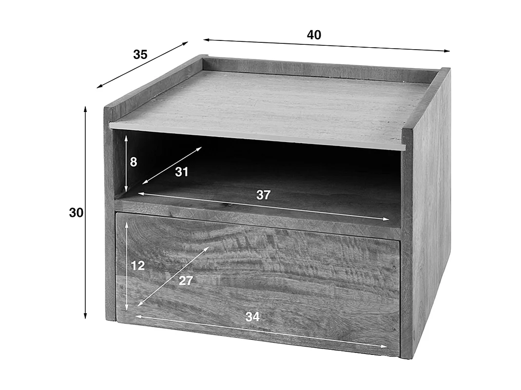 Comodino - Legno Legno - 35 x 40 cm - NORYN