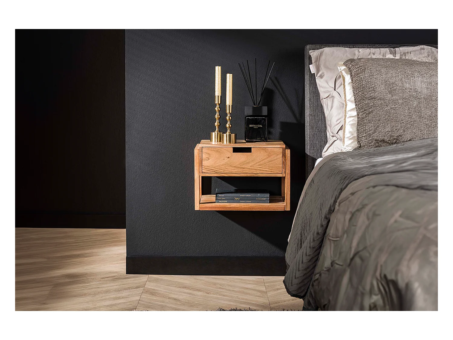 Table de nuit - Bois Bois - 25 x 39 cm - HOLYA