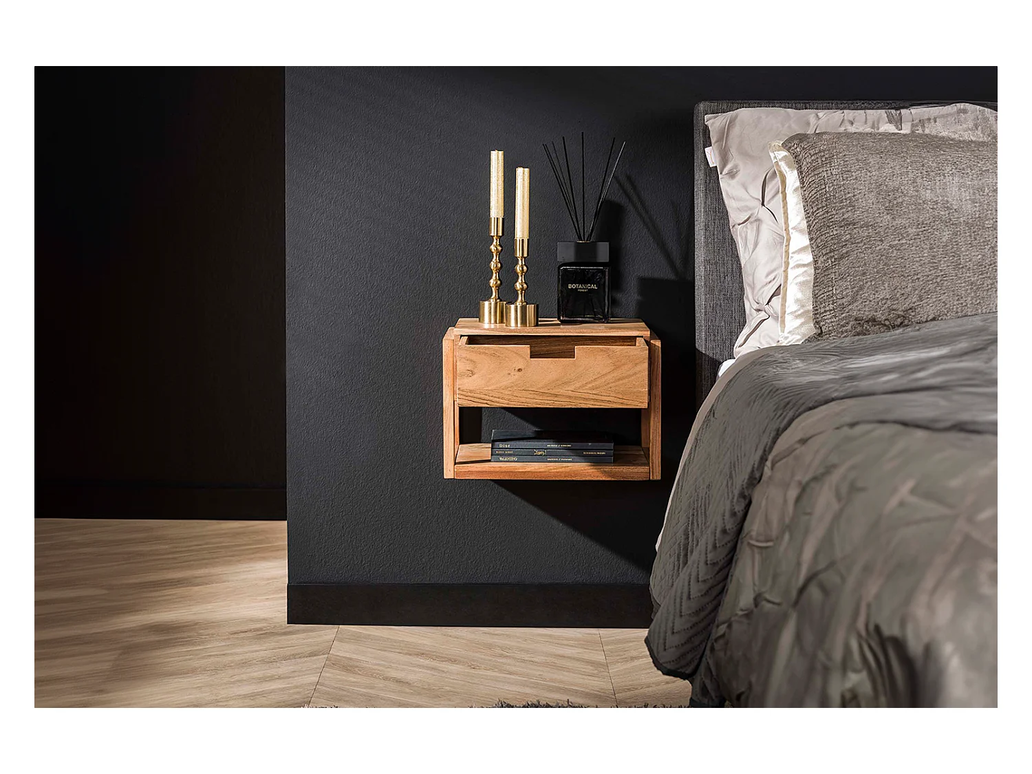 Table de nuit - Bois Bois - 25 x 39 cm - HOLYA