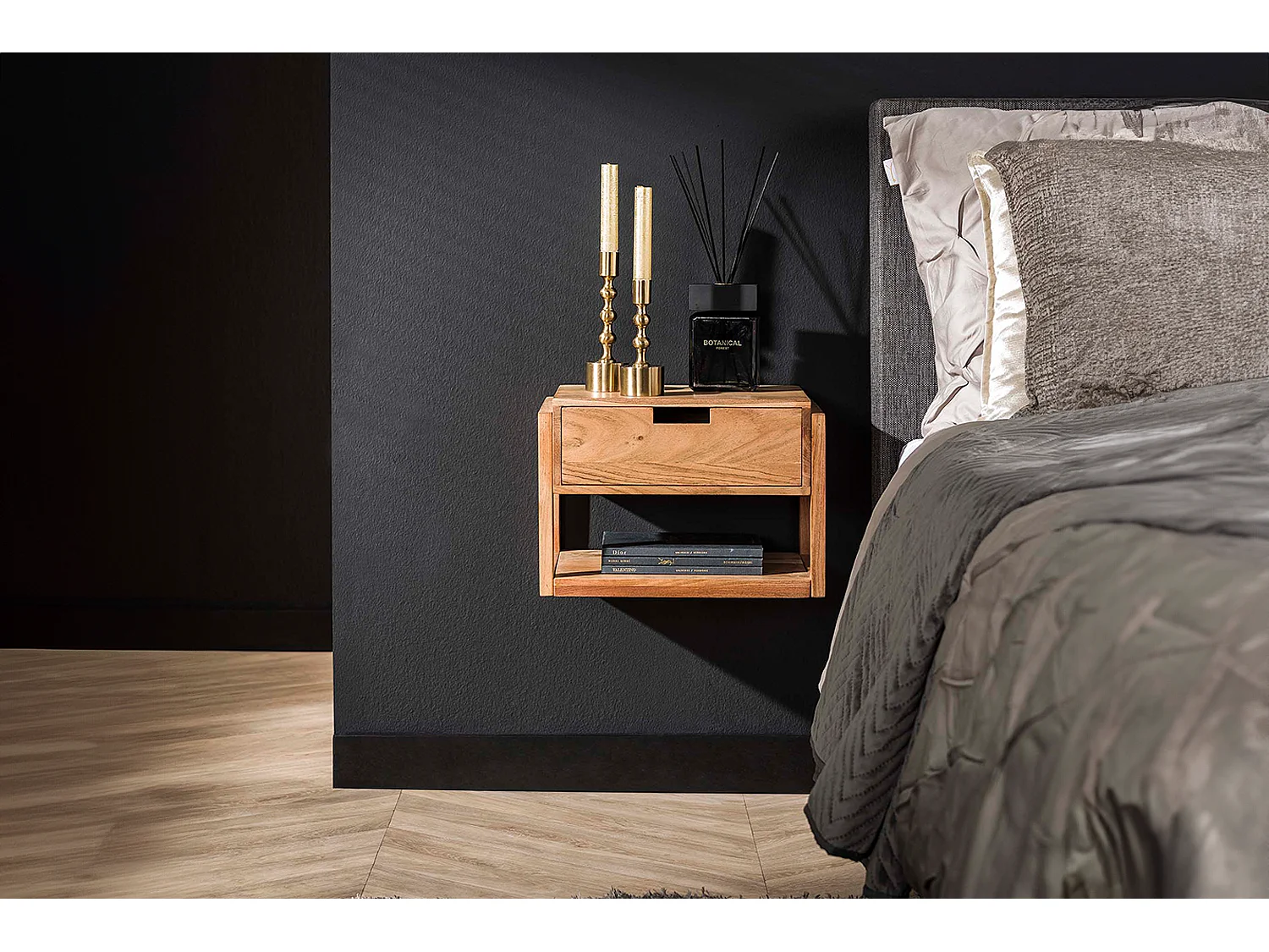 Table de nuit - Bois Bois - 25 x 39 cm - HOLYA