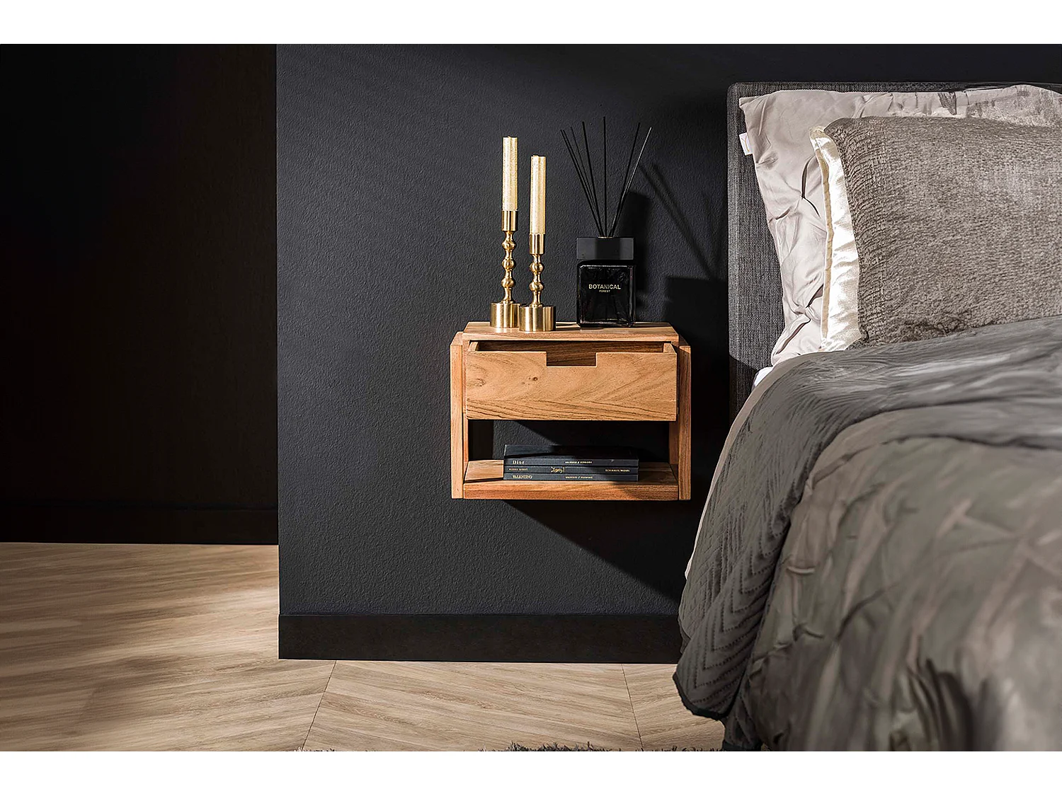 Table de nuit - Bois Bois - 25 x 39 cm - HOLYA