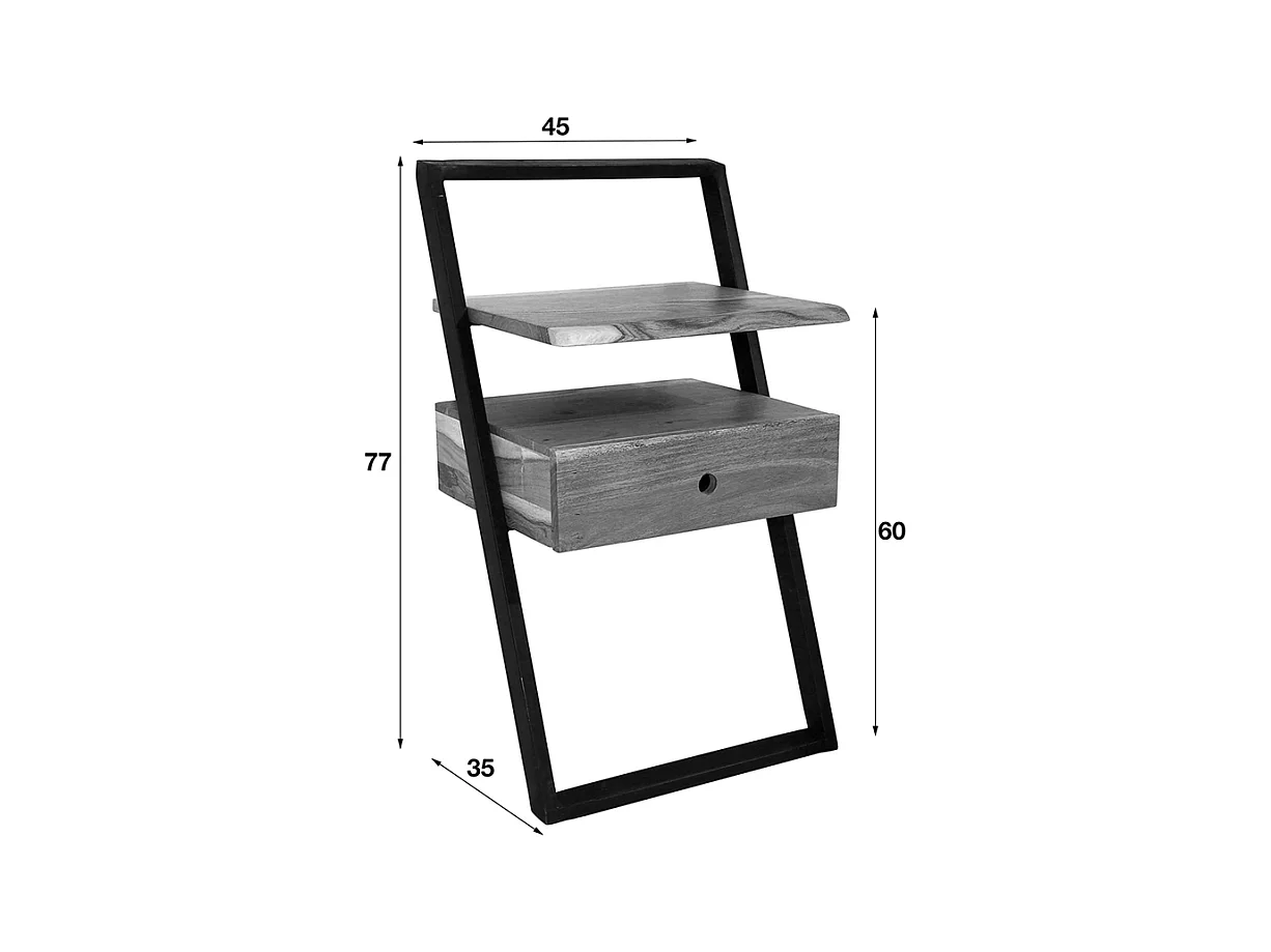 Table de nuit - Bois Bois - 35 x 45 cm - LOMER