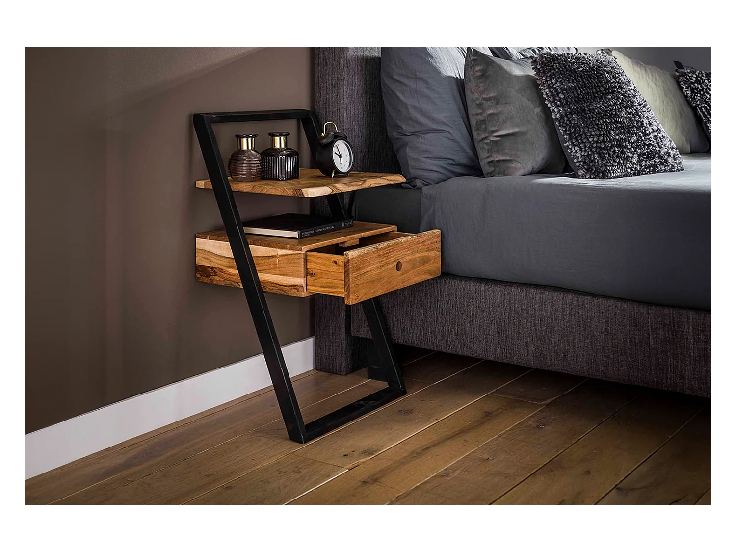 Table de nuit - Bois Bois - 35 x 45 cm - LOMER