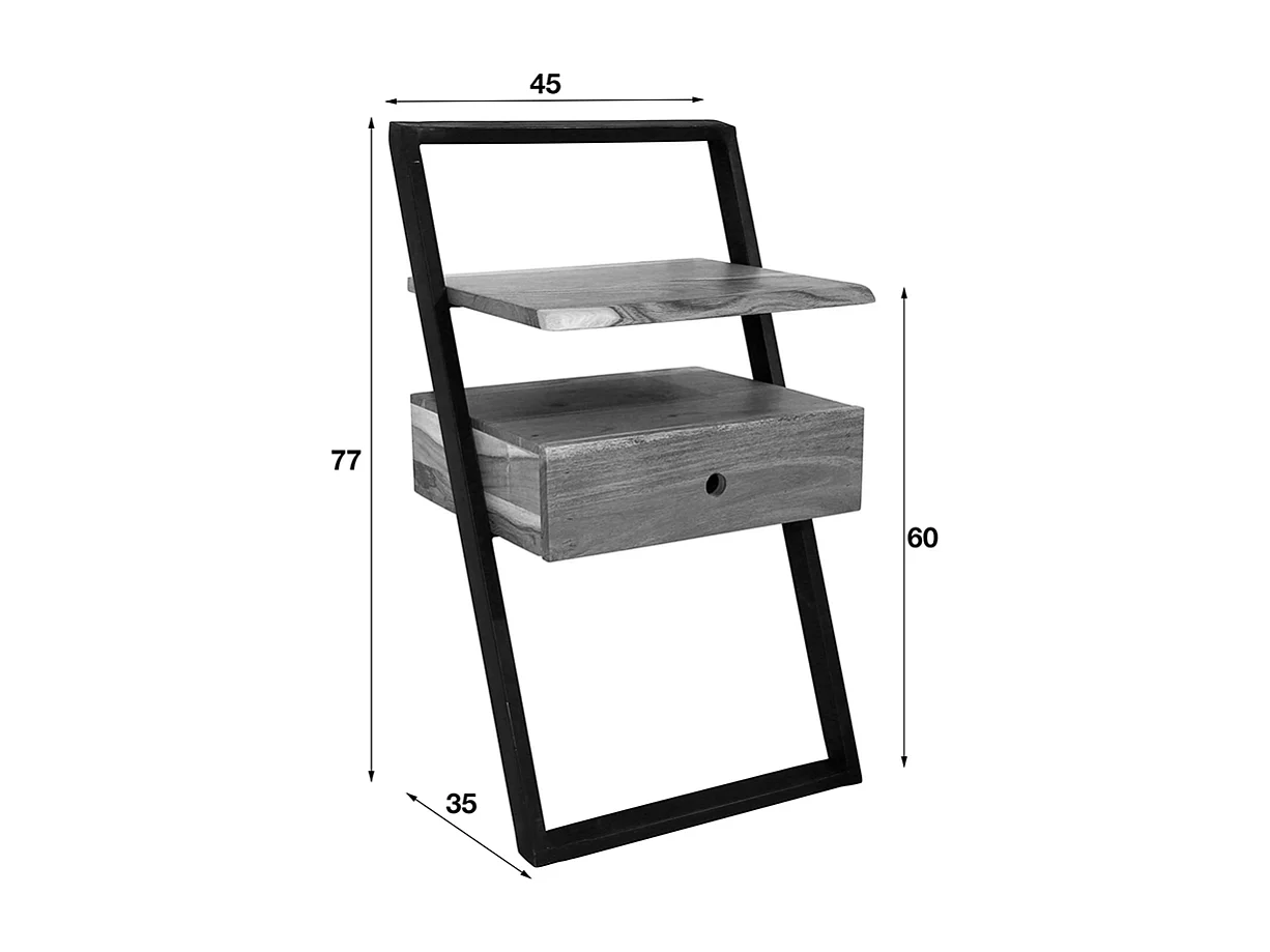 Mesilla de noche - Madera Madera - 35 x 45 cm - LOMER