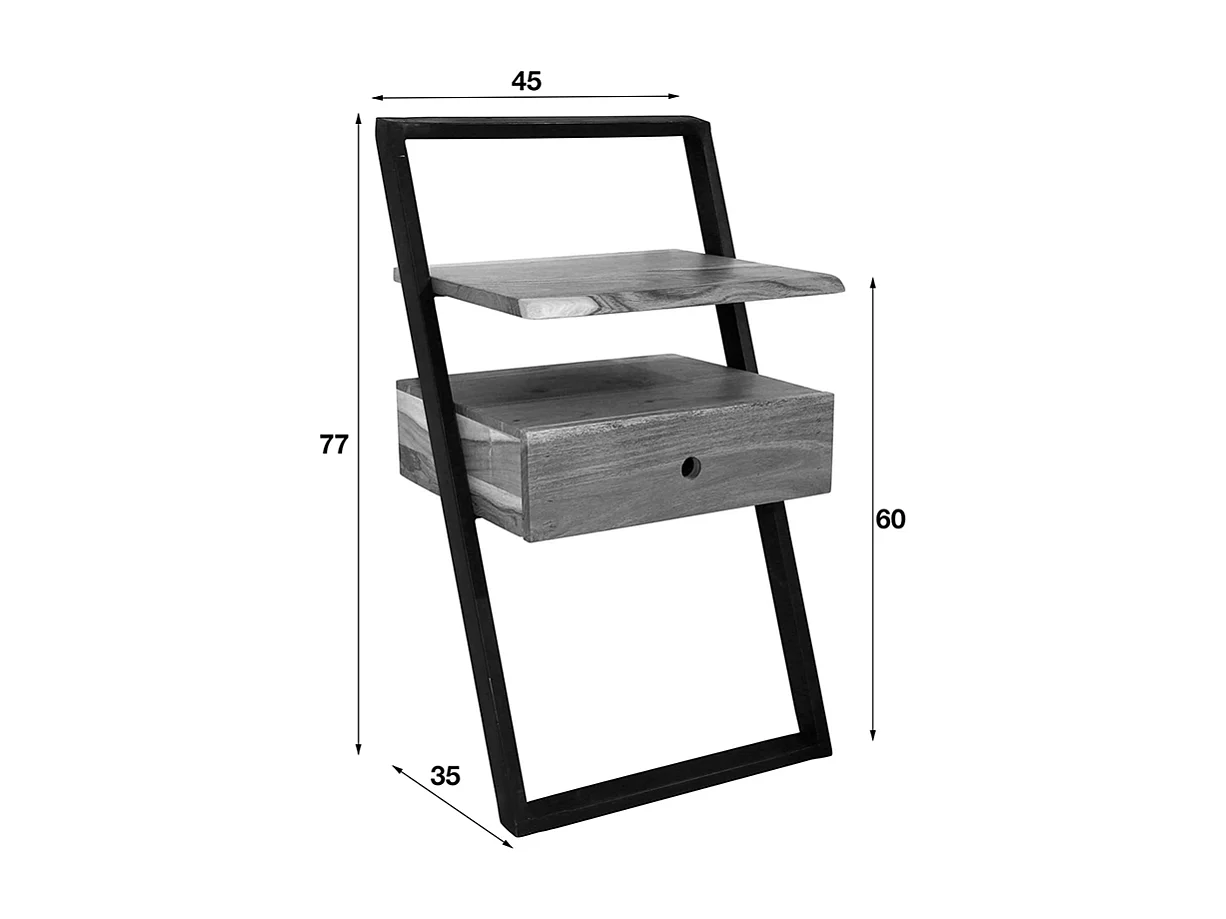 Comodino - Legno Legno - 35 x 45 cm - LOMER